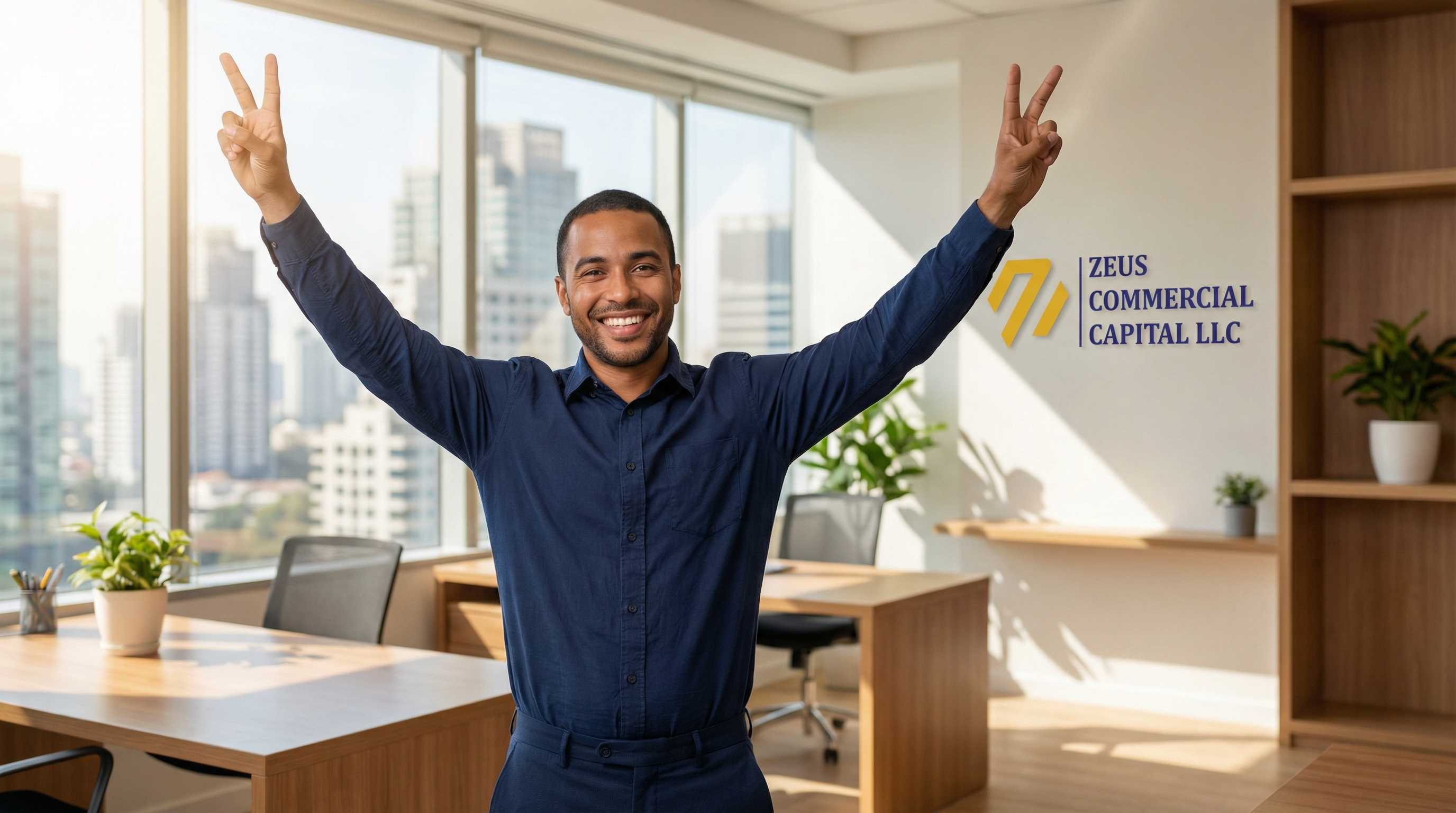 Successful business owner celebrating funding approval